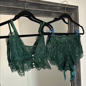 forest green lace lingerie set